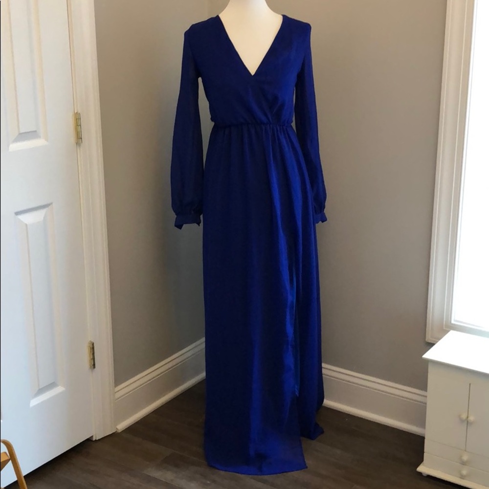 Royal blue maxi dress with slit